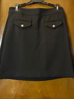 LOFT Black Mini Skirt with Decorative Flap Pockets